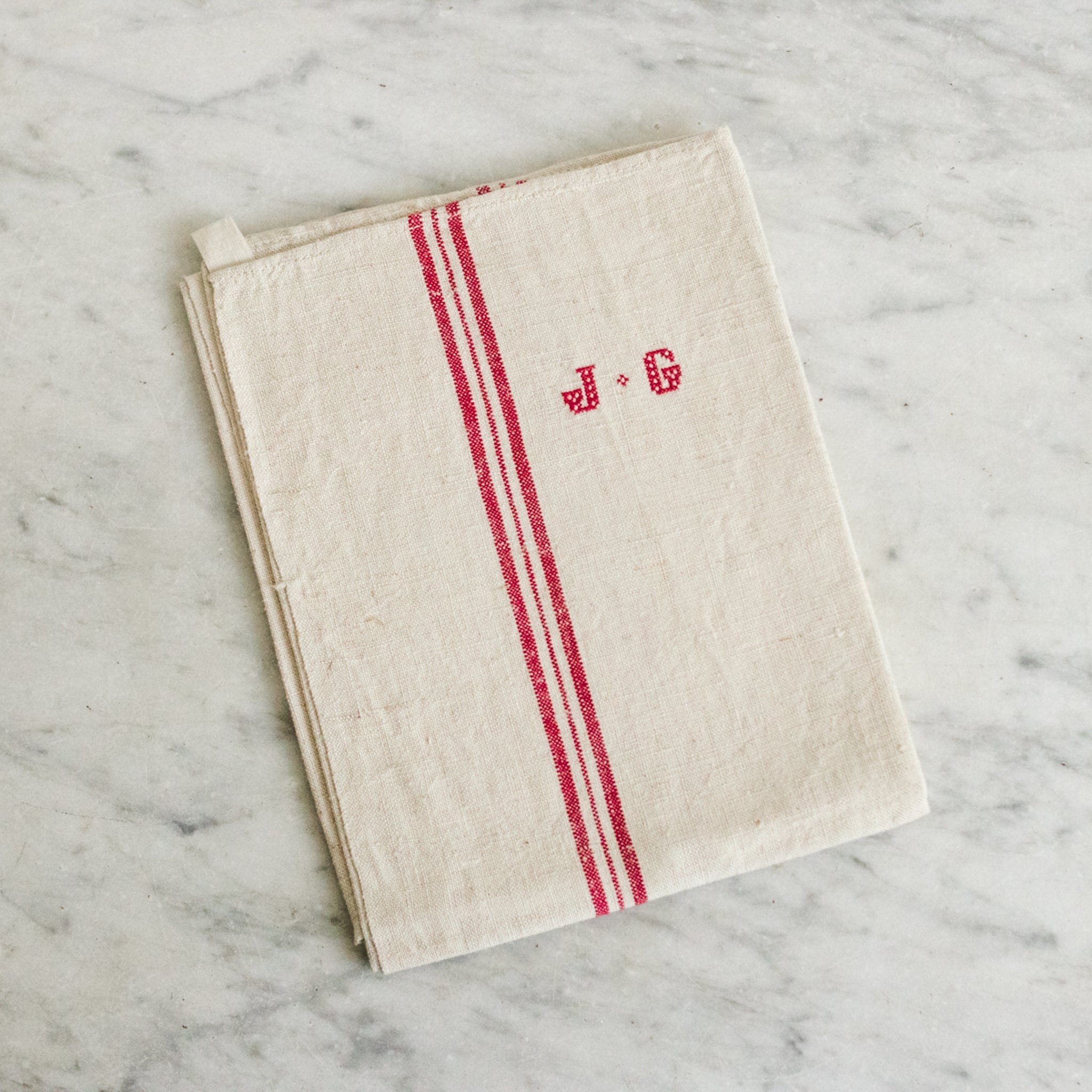 Vintage French Kitchen Towel Set of 7 - elsie green - textiles