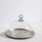 Vintage Glass Cake Dome & Antique Halphen Silver Platter - elsie green - the french kitchen