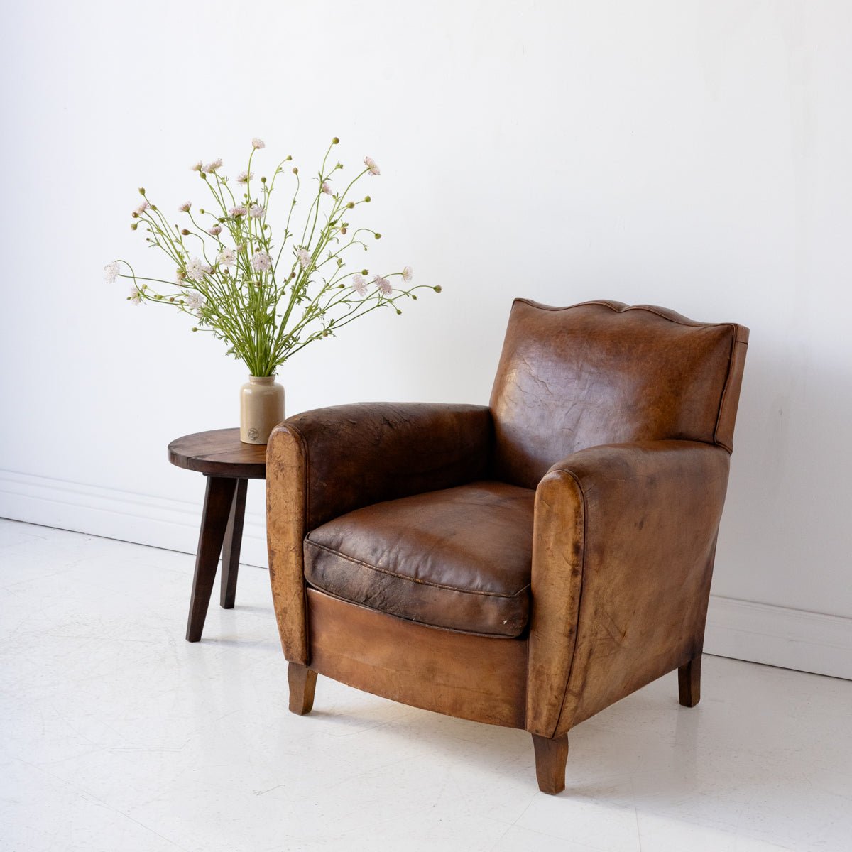 Vintage Leather Club Chair - elsie green - furniture