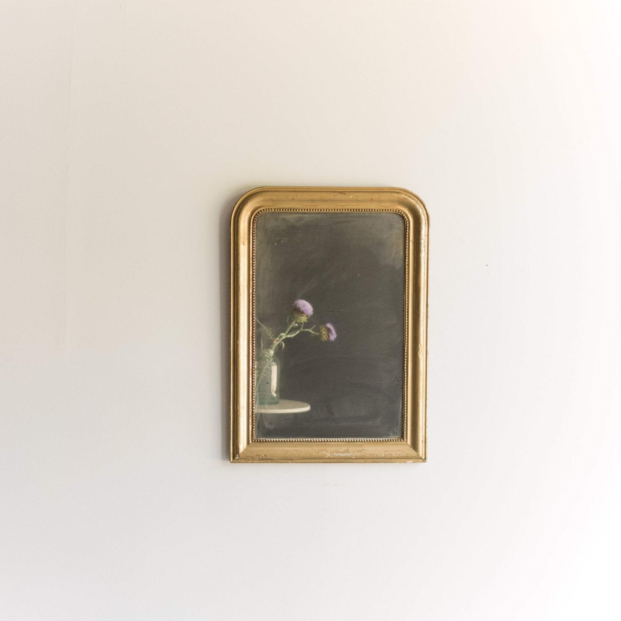 Vintage Louis Philippe Mirror with Red Clay Bole | 24.5 x 34.5 - elsie green - Decor