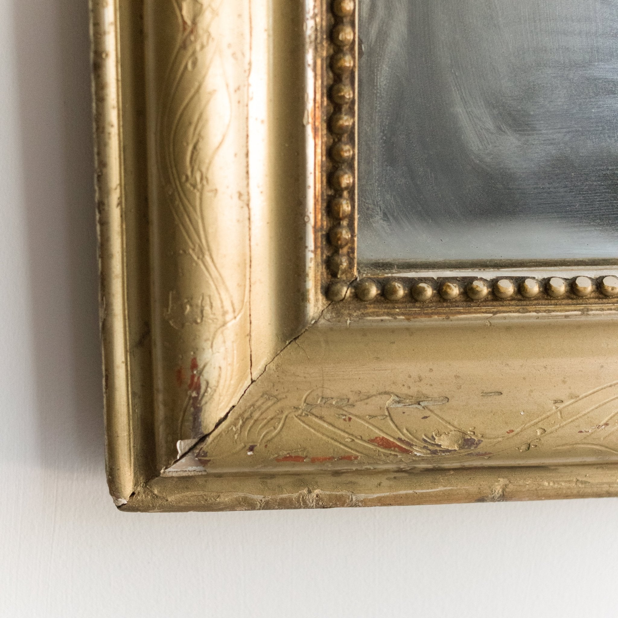 Vintage Louis Philippe Mirror with Red Clay Bole | 24.5 x 34.5 - elsie green - Decor