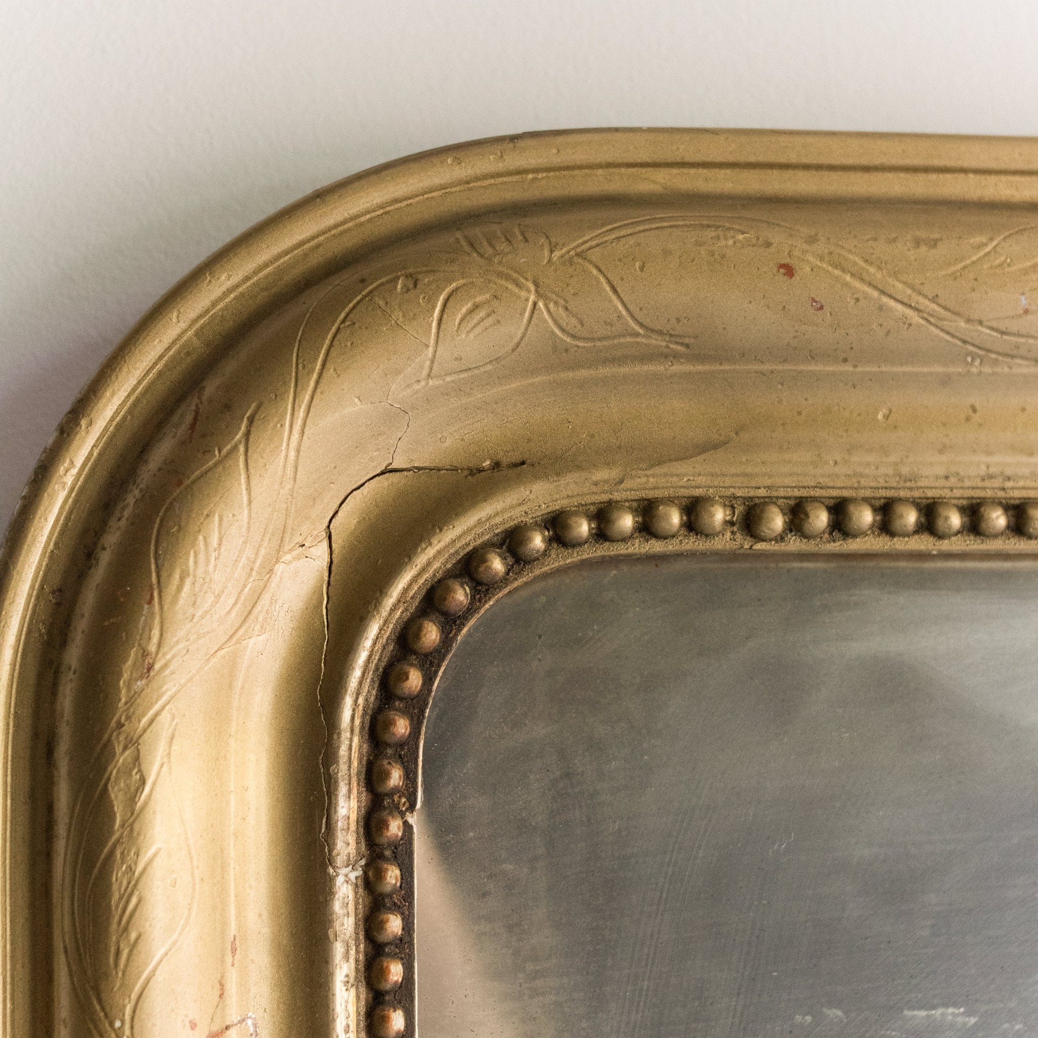 Vintage Louis Philippe Mirror with Red Clay Bole | 24.5 x 34.5 - elsie green - Decor
