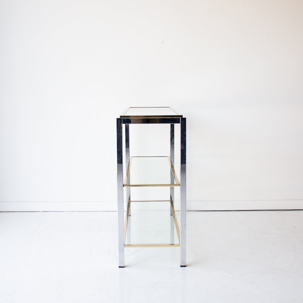 Vintage Nickel & Brass Console - elsie green - furniture