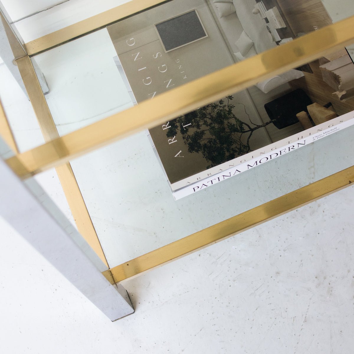 Vintage Nickel & Brass Console - elsie green - furniture