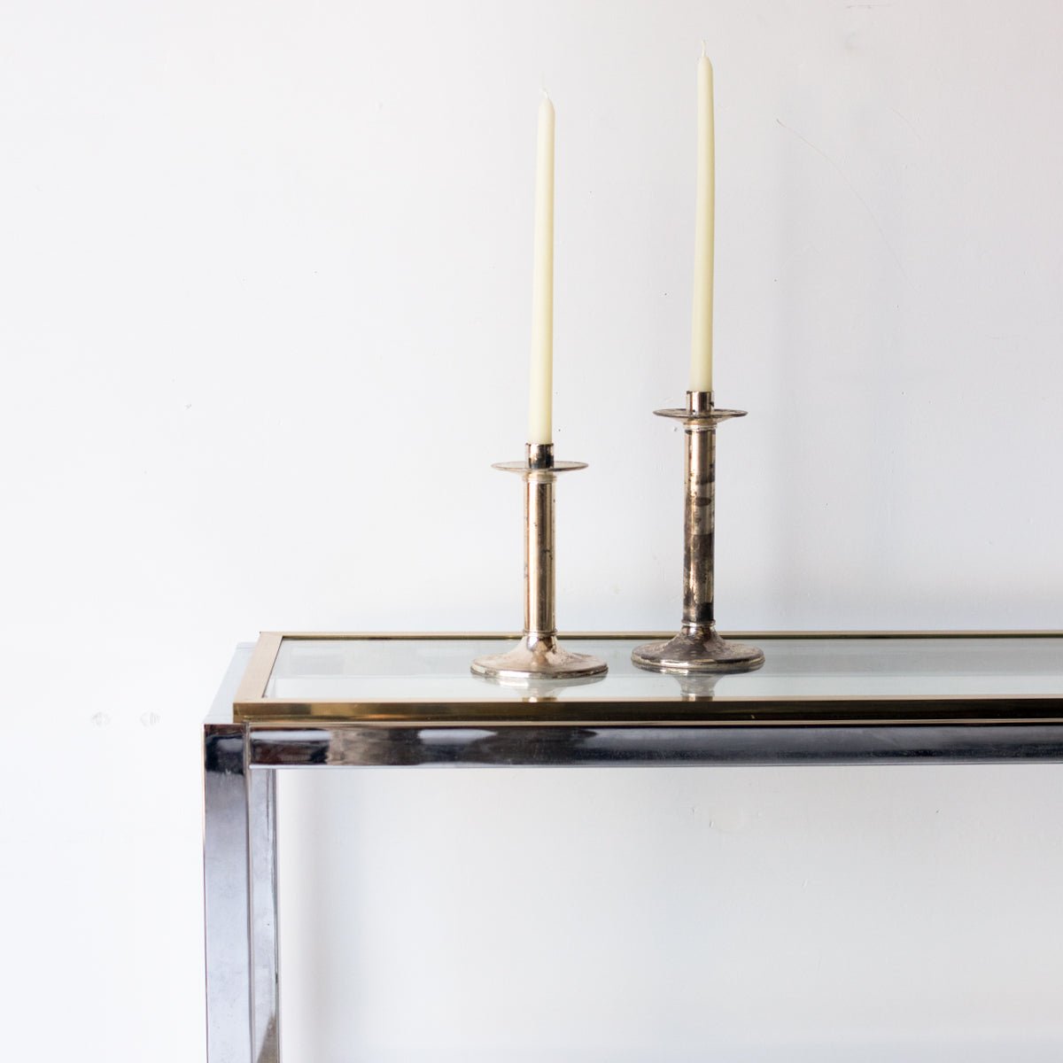 Vintage Nickel & Brass Console - elsie green - furniture