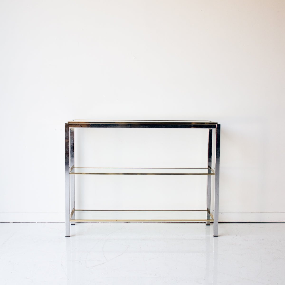 Vintage Nickel & Brass Console - elsie green - furniture