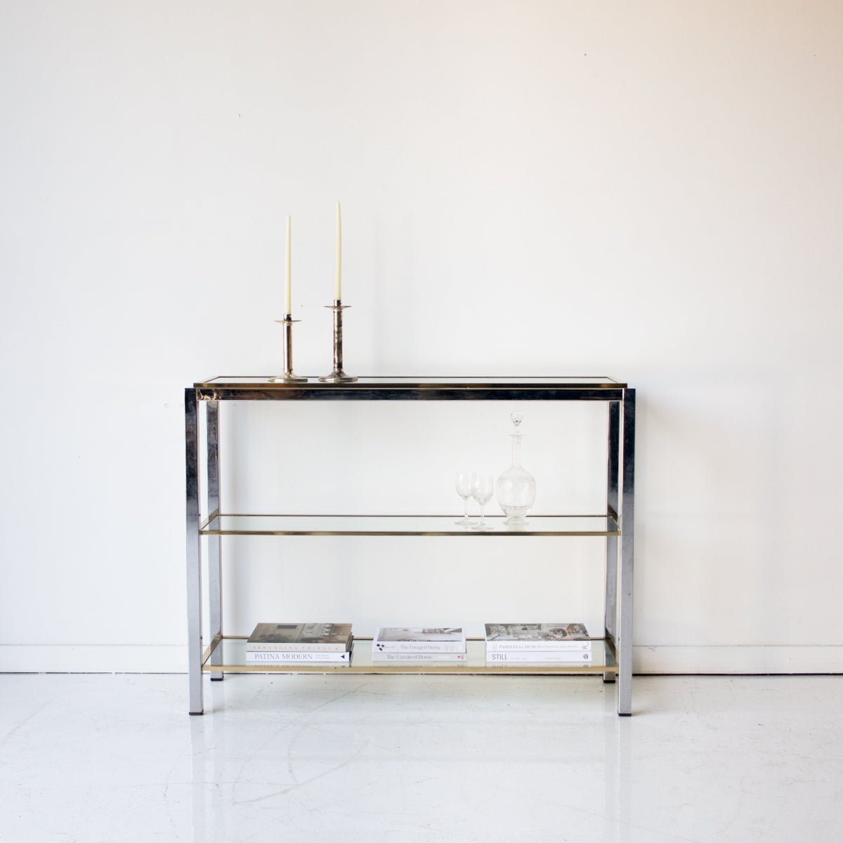Vintage Nickel & Brass Console - elsie green - furniture