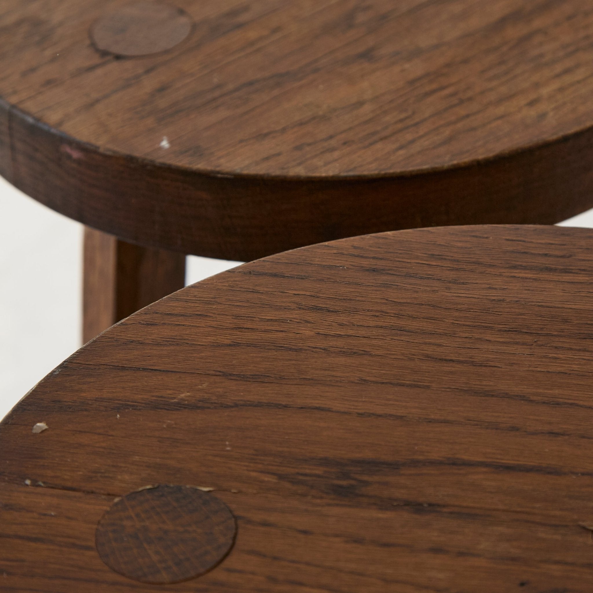 Vintage Oak Half Moon Stool Set of 4 - elsie green - Furniture