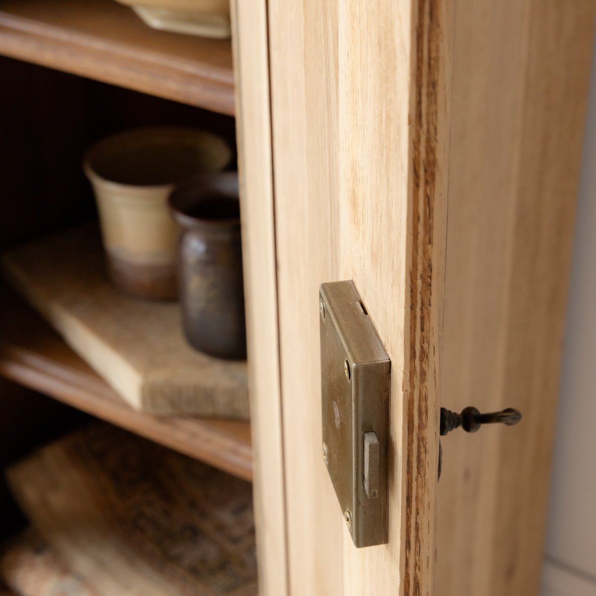 Vintage Oak Linen Cabinet - elsie green - furniture