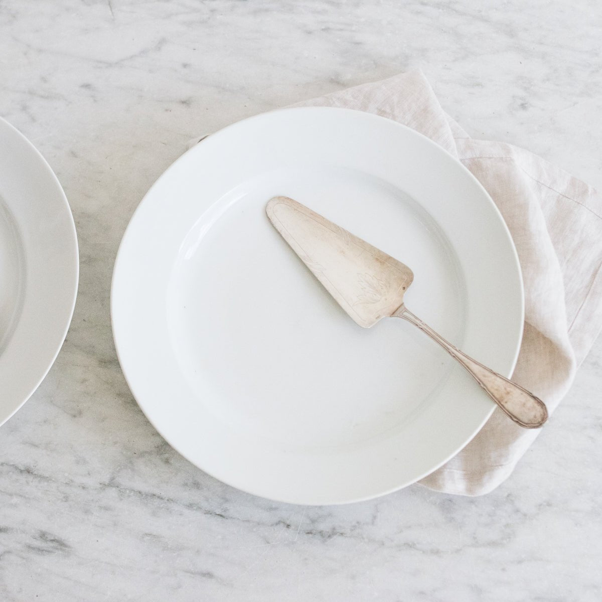 Vintage Porcelain Platter with Silver Tart Server - elsie green - The French Kitchen