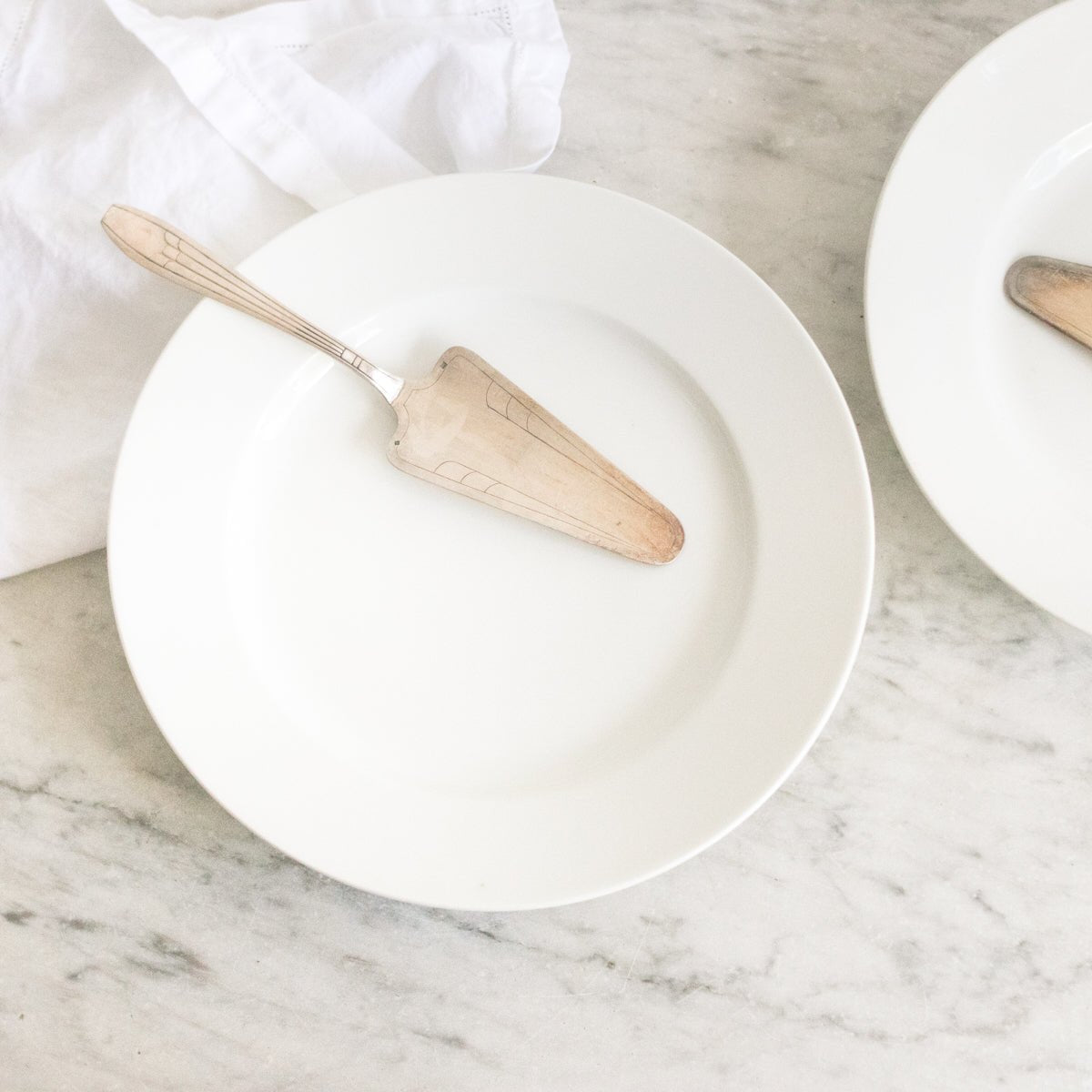 Vintage Porcelain Platter with Silver Tart Server - elsie green - The French Kitchen