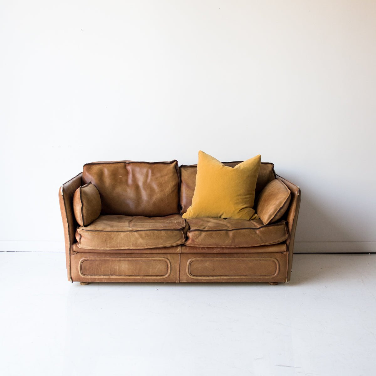 Vintage Roche Bobois Leather Loveseat - elsie green - furniture