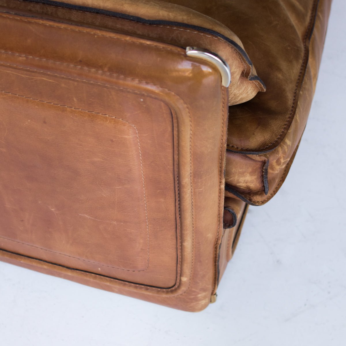 Vintage Roche Bobois Leather Loveseat - elsie green - furniture