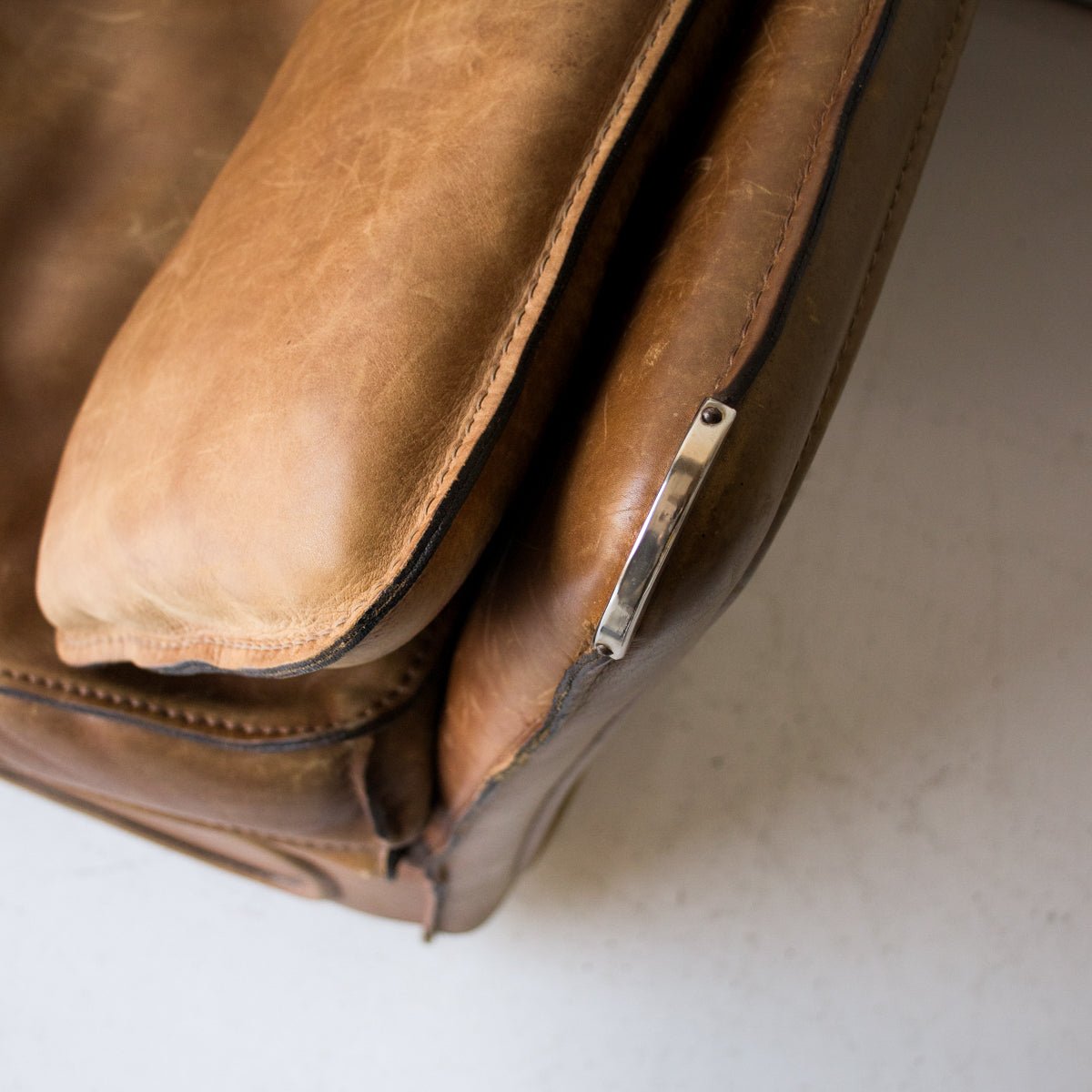 Vintage Roche Bobois Leather Loveseat - elsie green - furniture