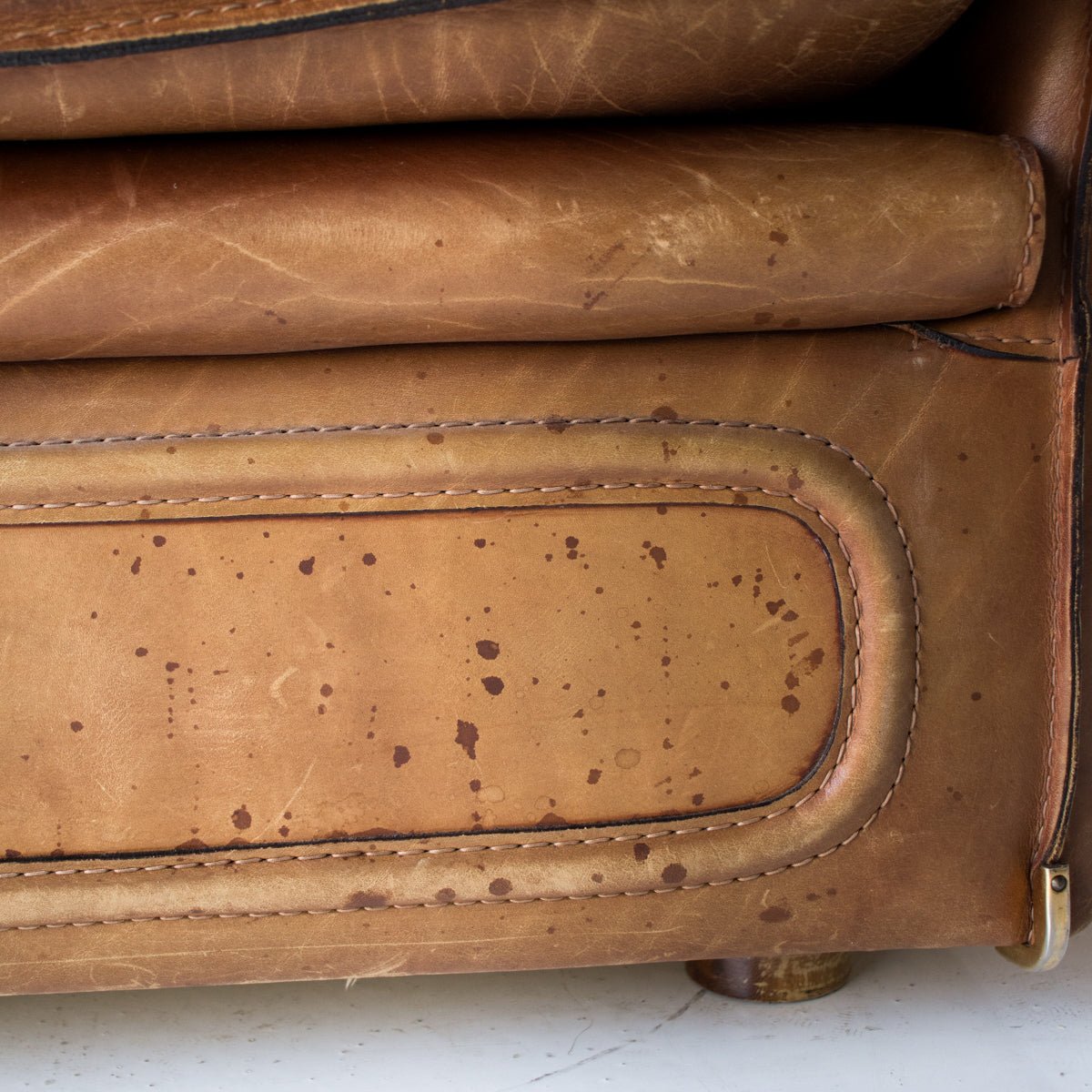 Vintage Roche Bobois Leather Loveseat - elsie green - furniture