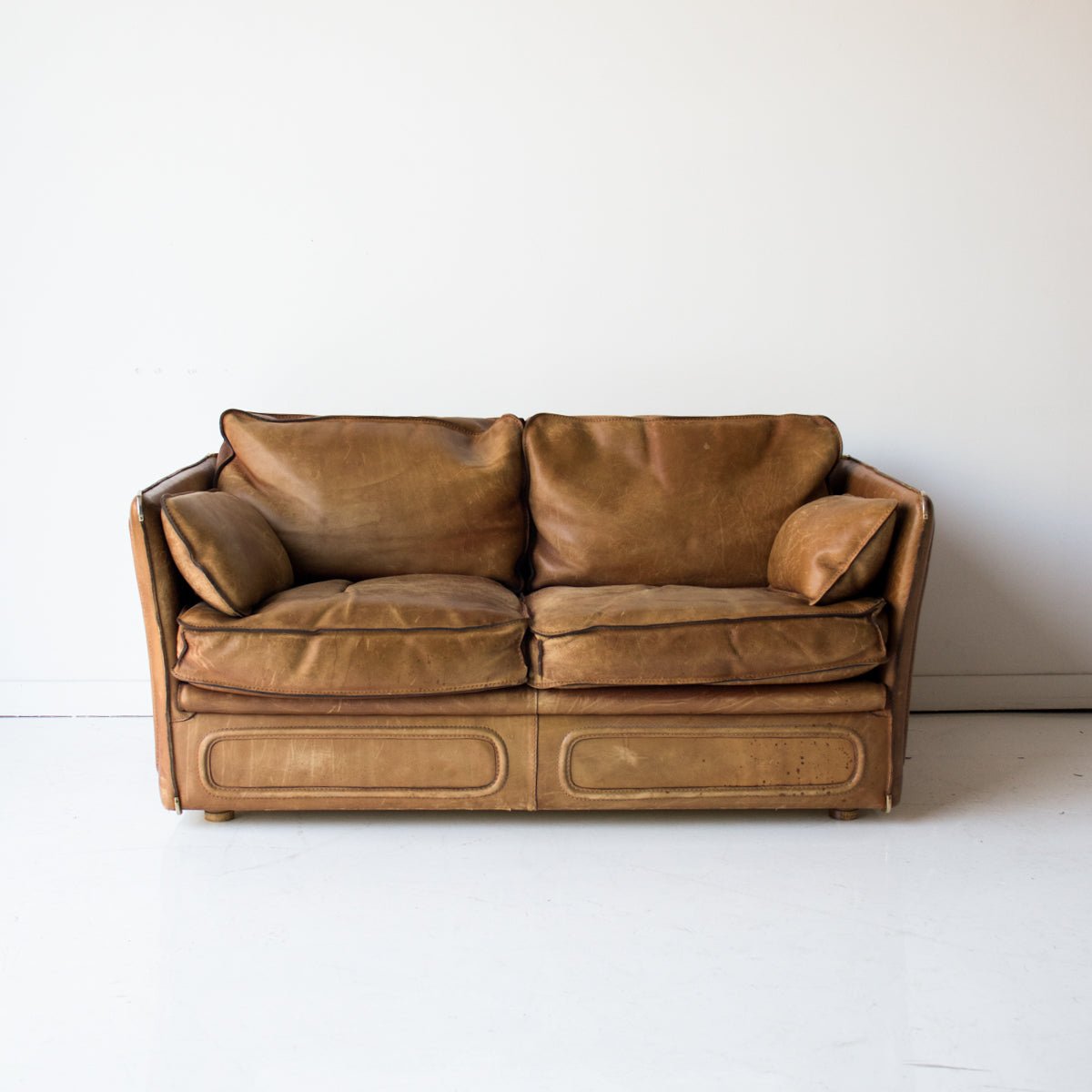 Vintage Roche Bobois Leather Loveseat - elsie green - furniture