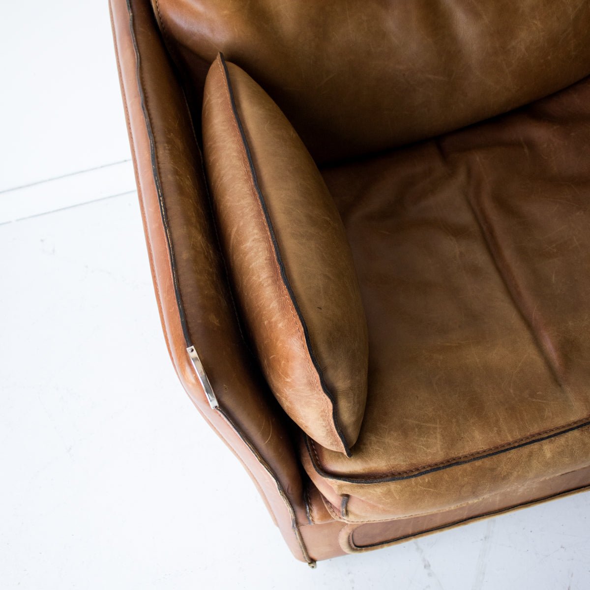 Vintage Roche Bobois Leather Loveseat - elsie green - furniture