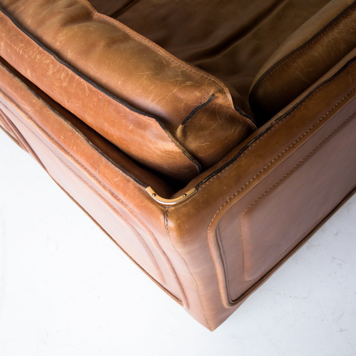 Vintage Roche Bobois Leather Loveseat - elsie green - furniture