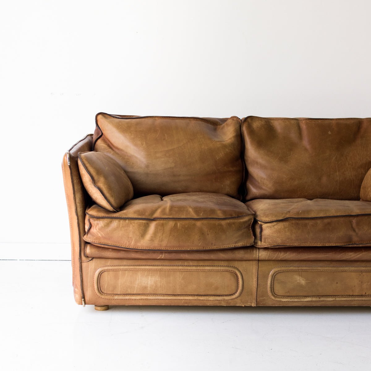 Vintage Roche Bobois Leather Loveseat - elsie green - furniture