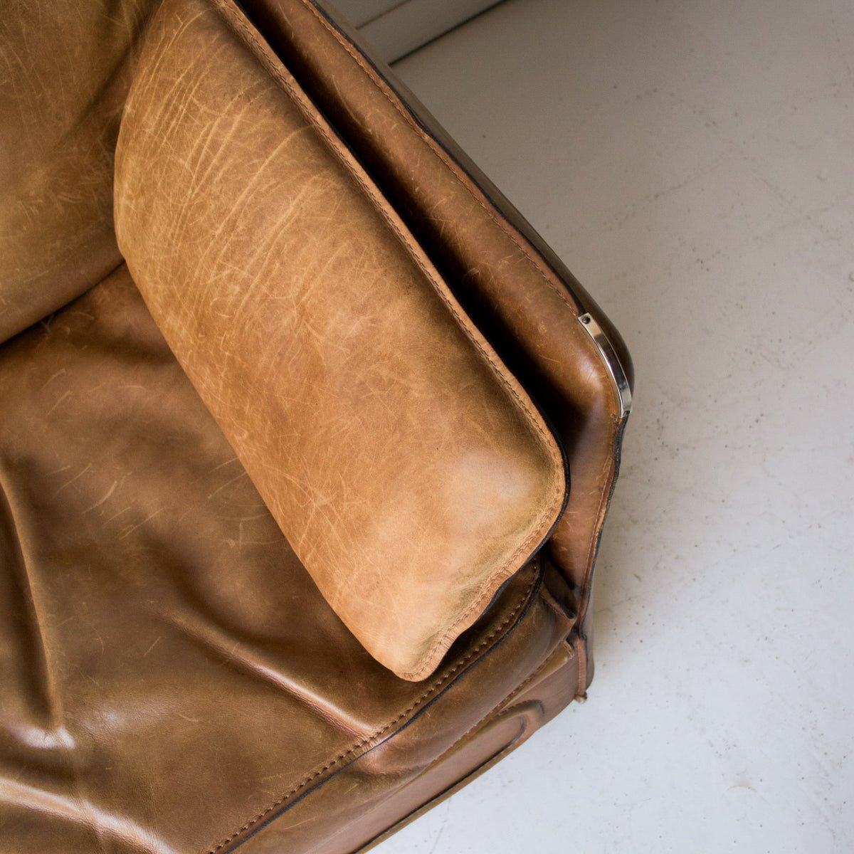 Vintage Roche Bobois Leather Loveseat - elsie green - furniture