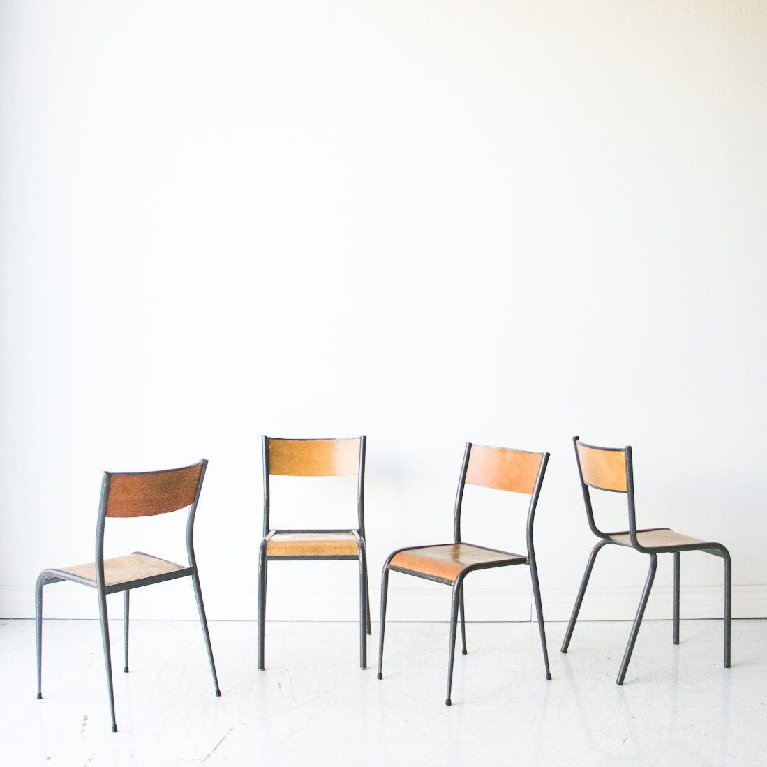 Vintage School Chair Eclectic Set of 4 - elsie green - Furniture