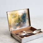 Vintage Silver Cigarette Box with Set of 9 Salt Spoons - elsie green - decor