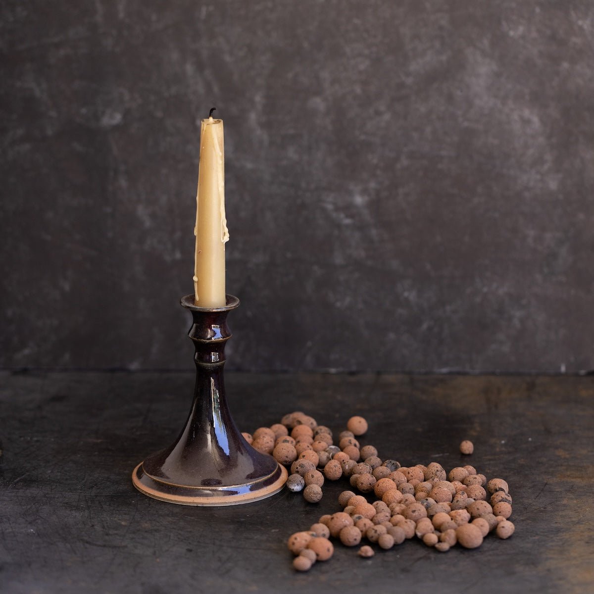 Vintage Stoneware Candlestick | Signed by Artist - elsie green - decor