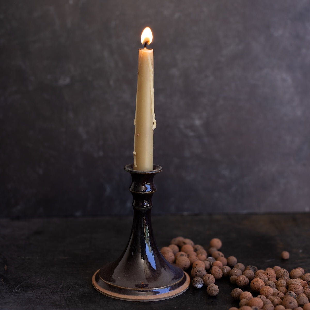 Vintage Stoneware Candlestick | Signed by Artist - elsie green - decor