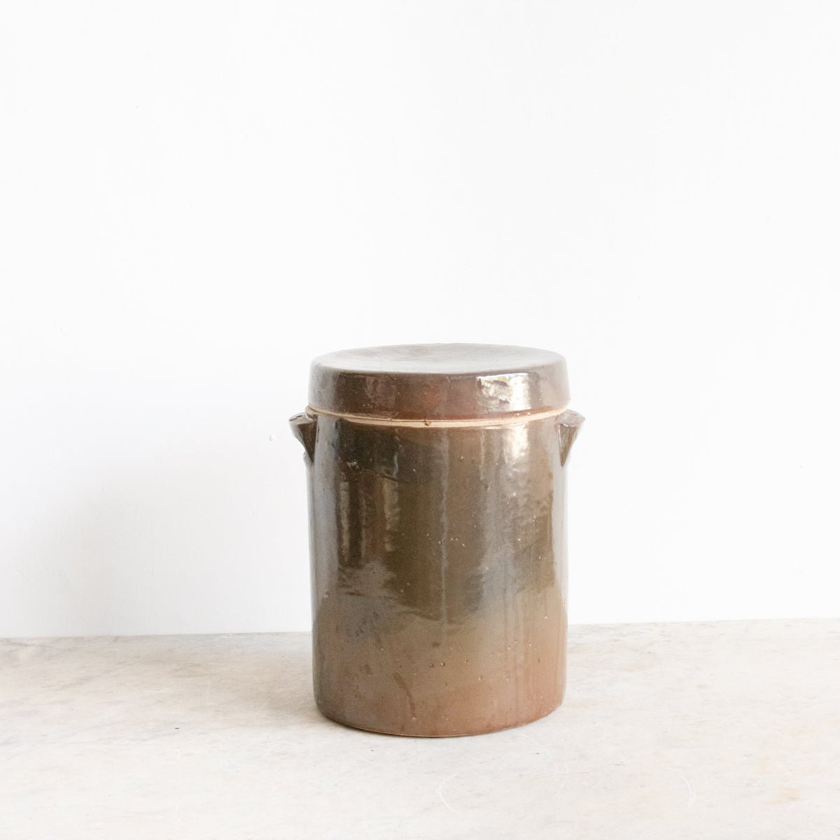 Vintage Stoneware Crock With Lid | Brown - elsie green - The French Kitchen