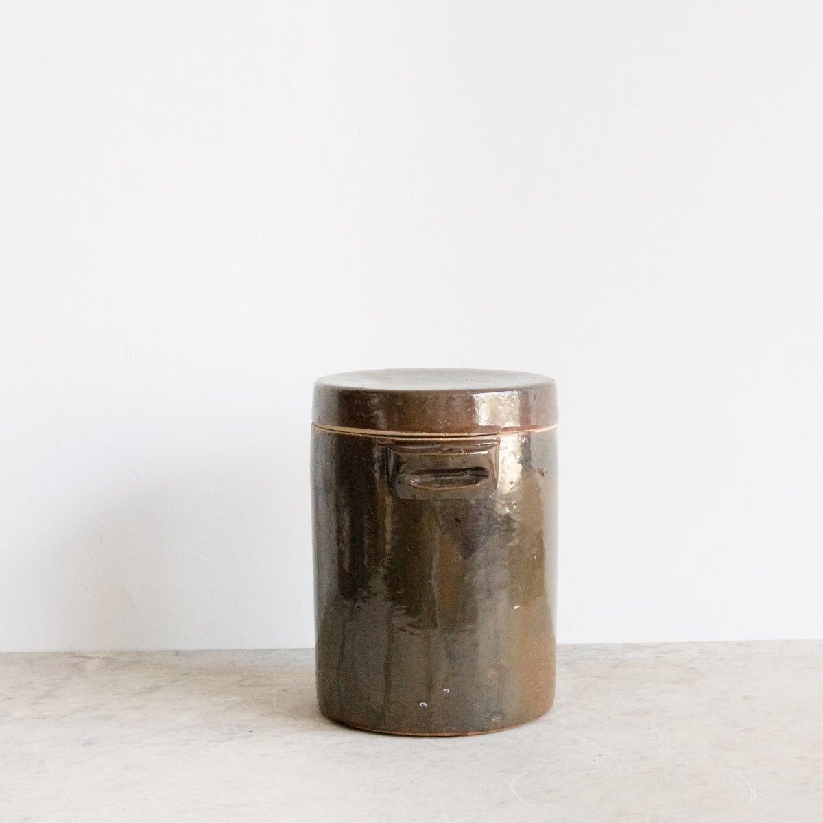 Vintage Stoneware Crock With Lid | Brown - elsie green - The French Kitchen