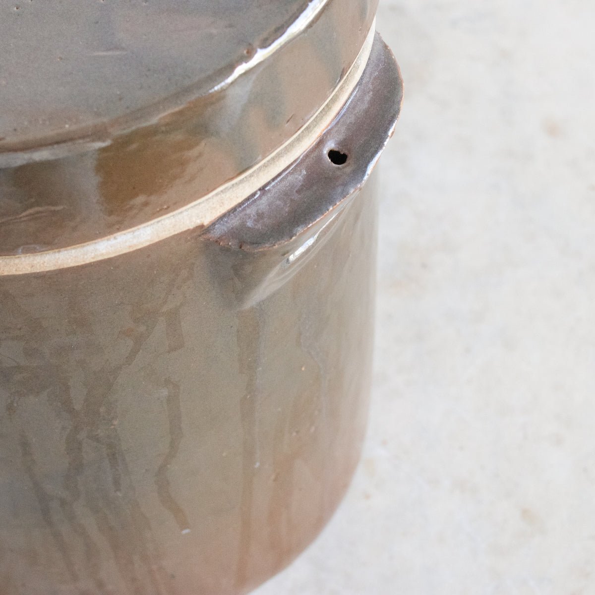 Vintage Stoneware Crock With Lid | Brown - elsie green - The French Kitchen