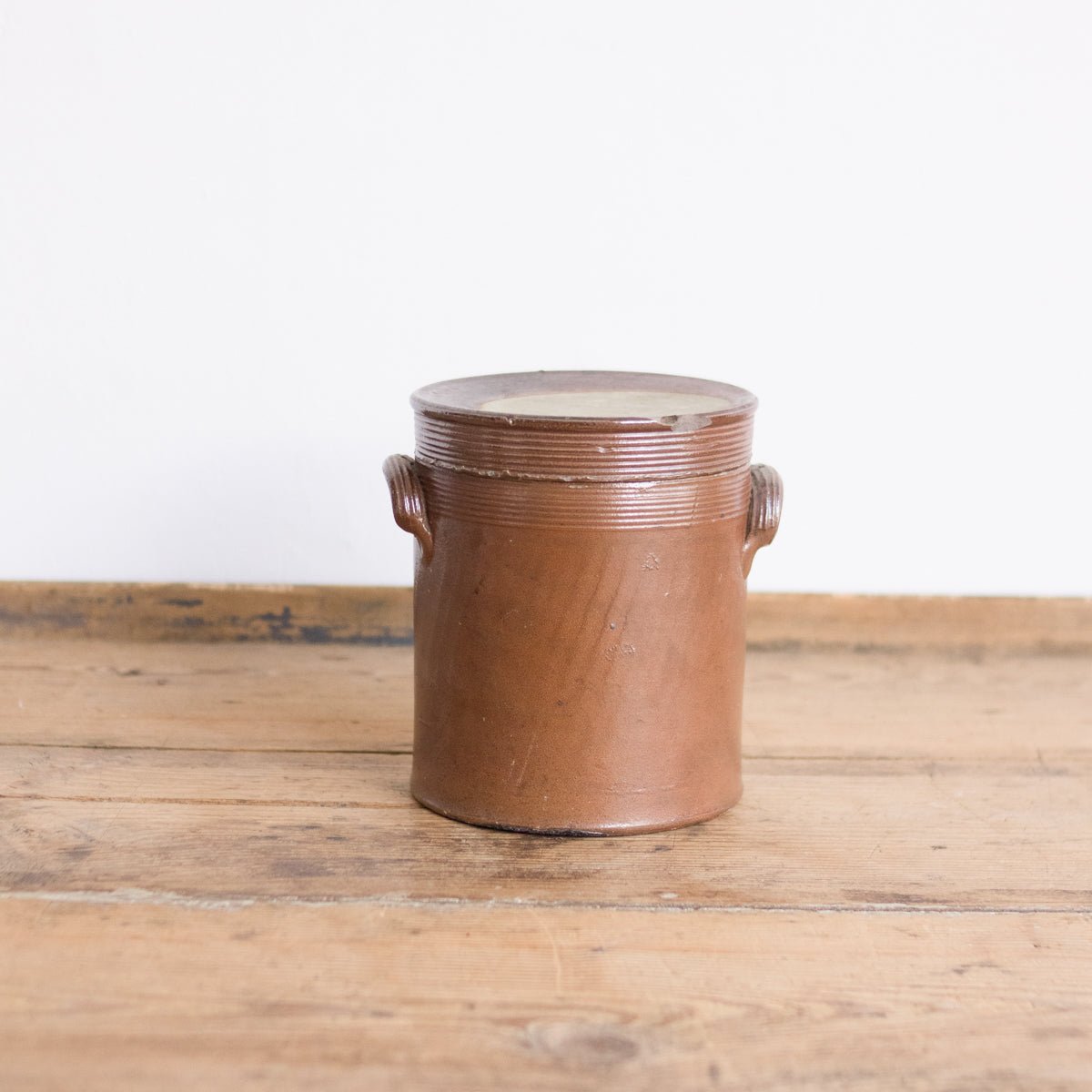 Vintage Stoneware Crock With Lid | Brown - elsie green - The French Kitchen
