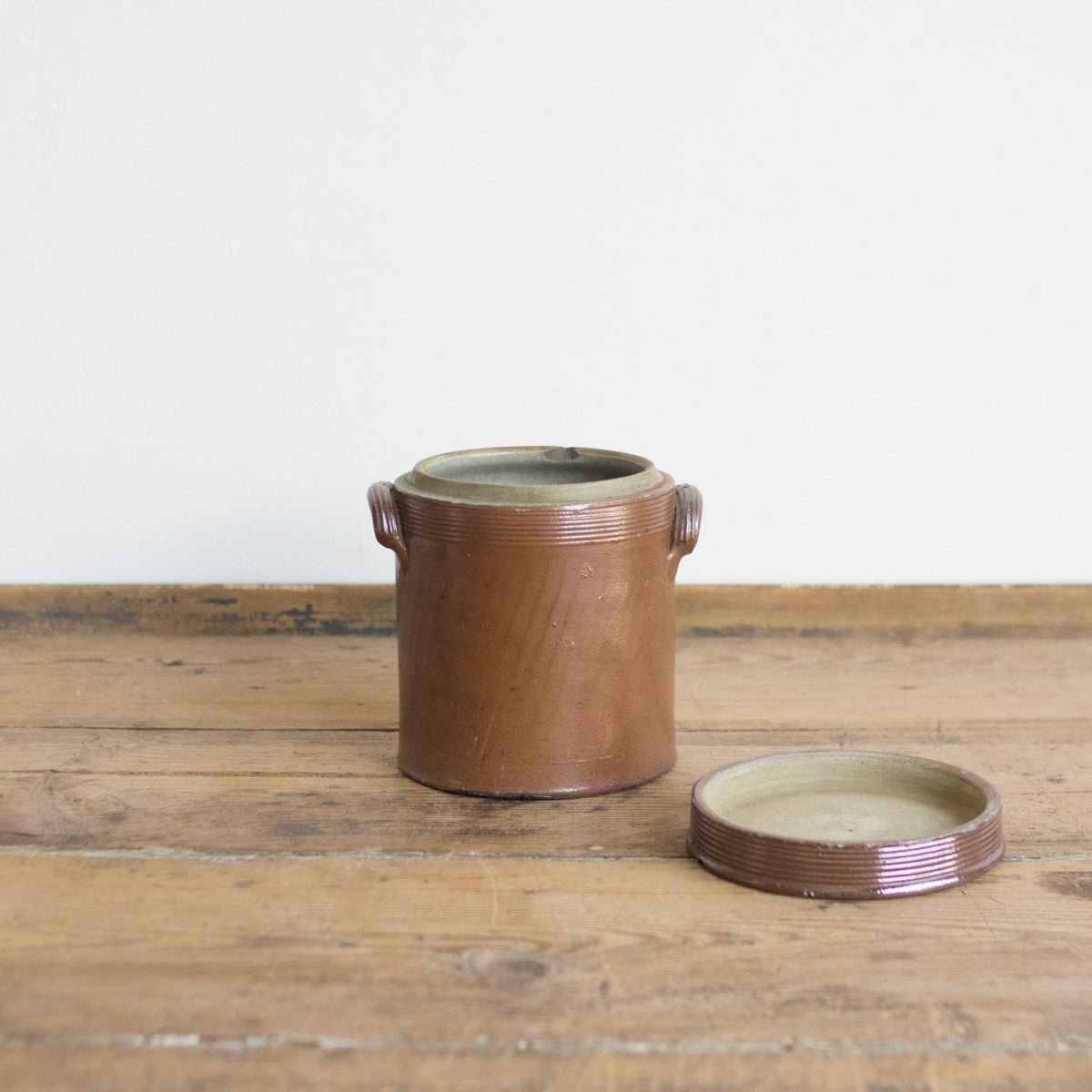 Vintage Stoneware Crock With Lid | Brown - elsie green - The French Kitchen