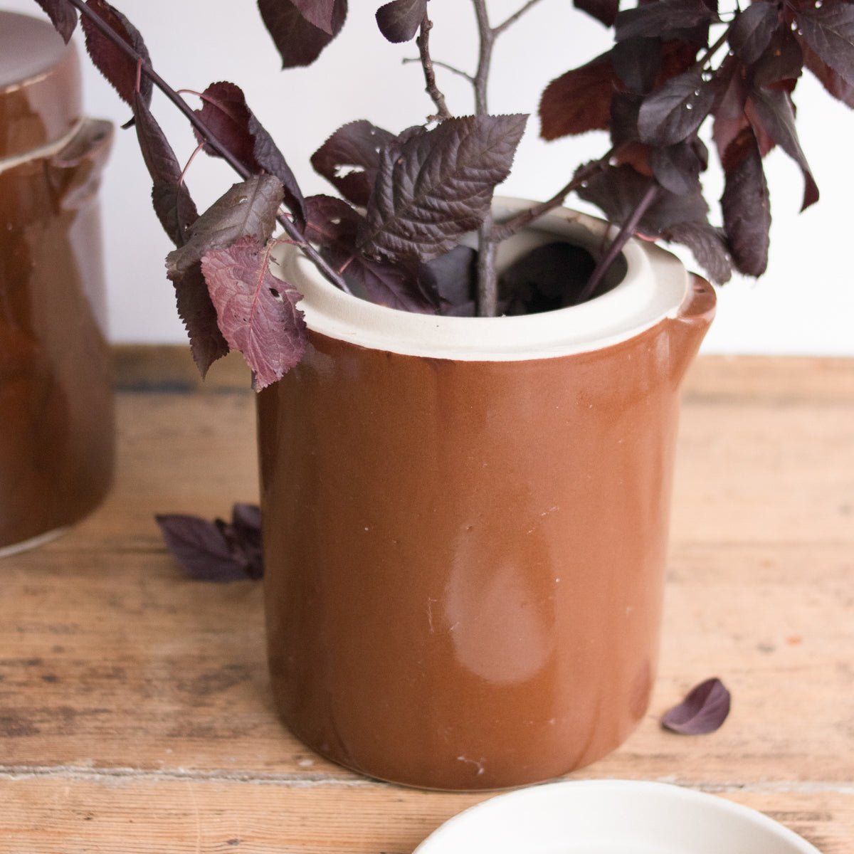 Vintage Stoneware Crock With Lid | Brown - elsie green - The French Kitchen