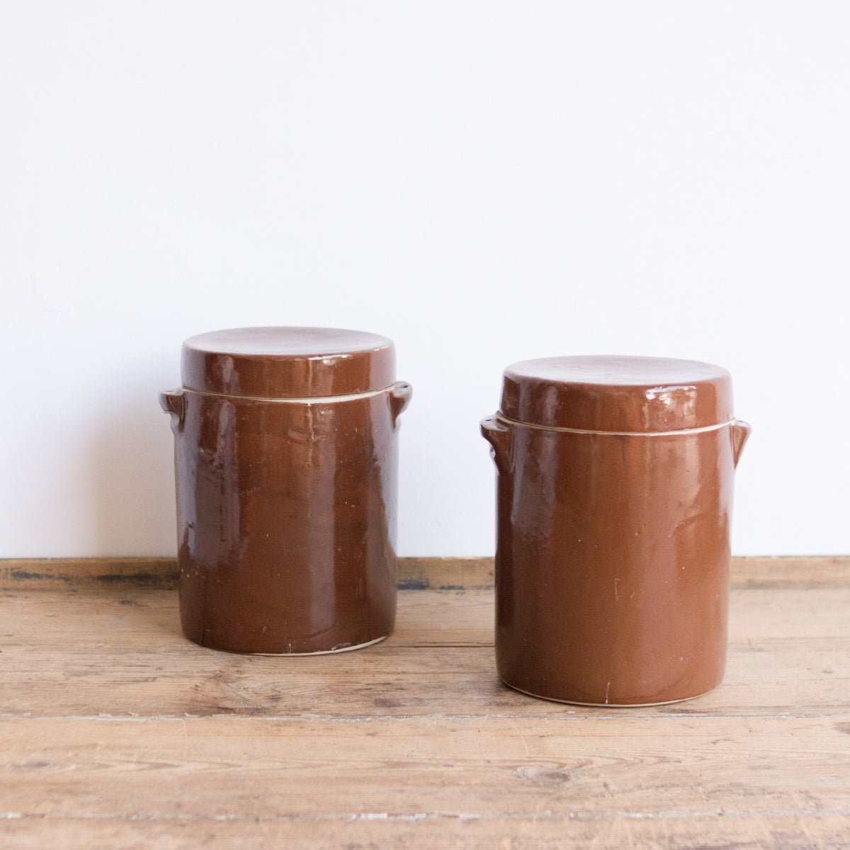 Vintage Stoneware Crock With Lid | Brown - elsie green - The French Kitchen