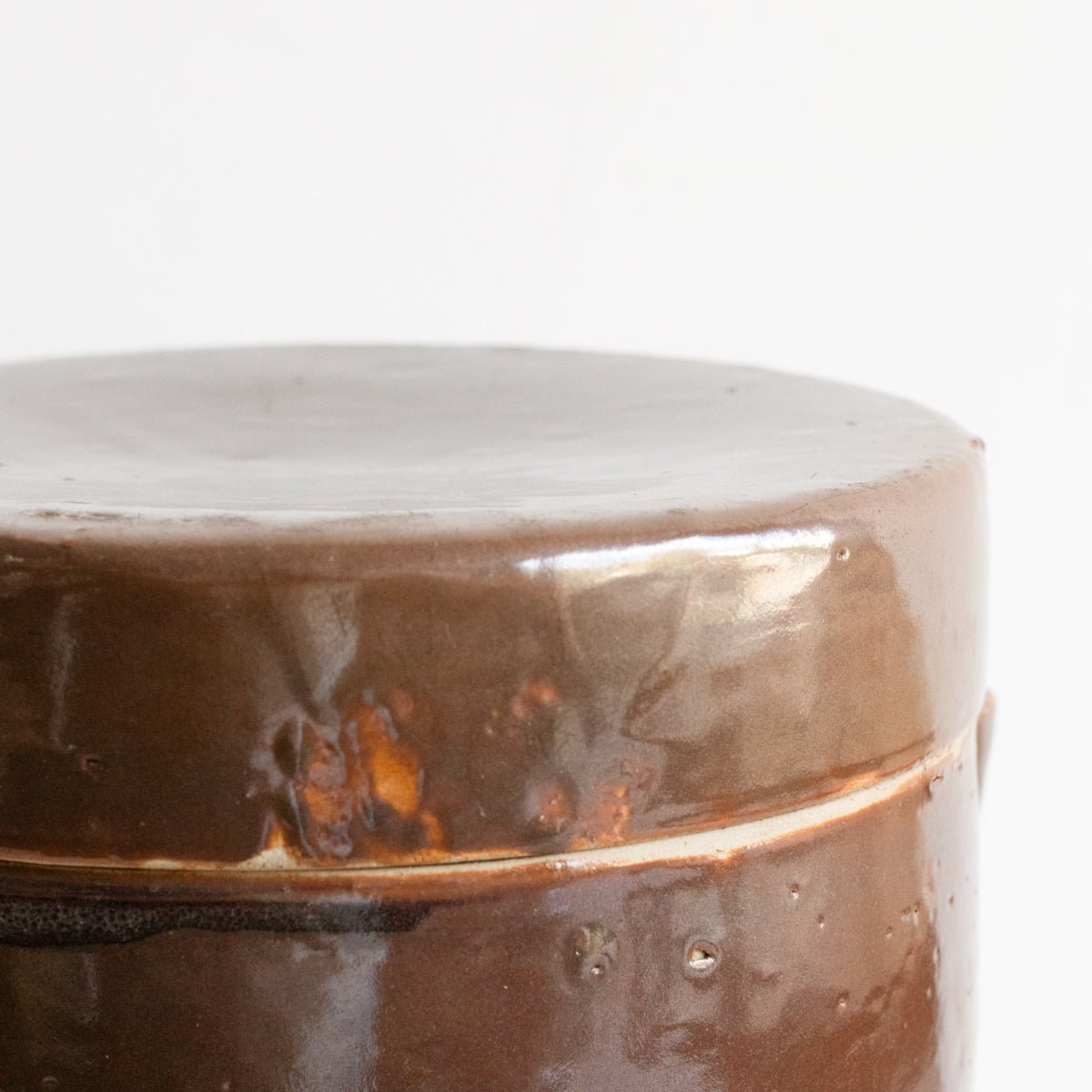 Vintage Stoneware Crock With Lid | Brown - elsie green - The French Kitchen