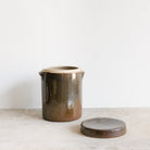 Vintage Stoneware Crock With Lid | Brown - elsie green - The French Kitchen