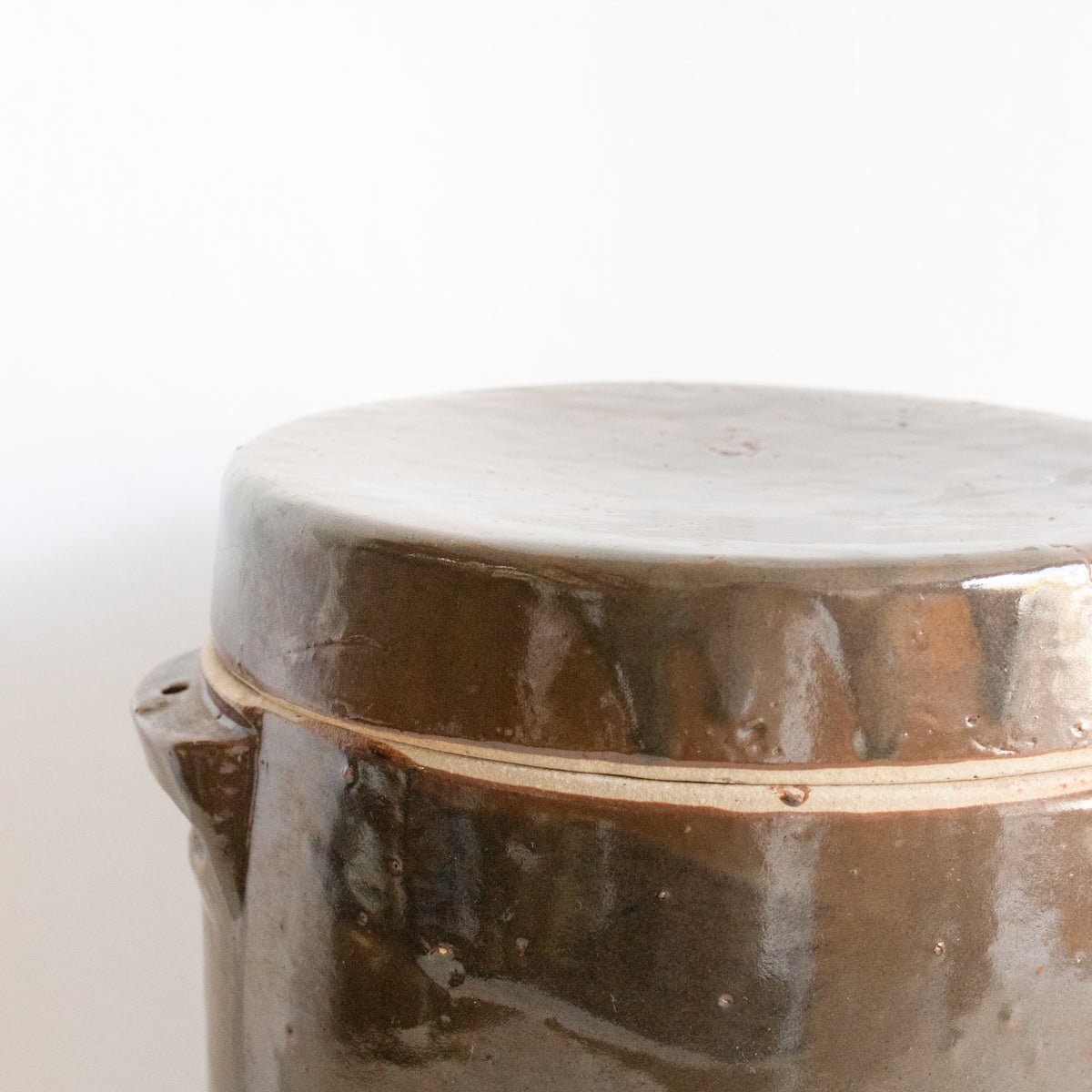 Vintage Stoneware Crock With Lid | Brown - elsie green - The French Kitchen