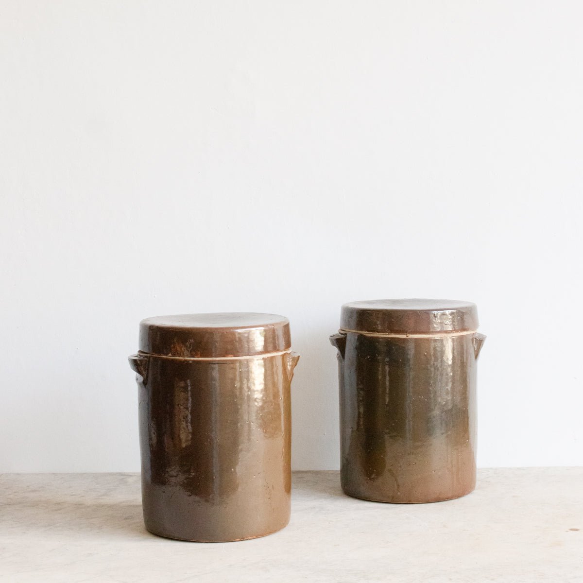 Vintage Stoneware Crock With Lid | Brown - elsie green - The French Kitchen