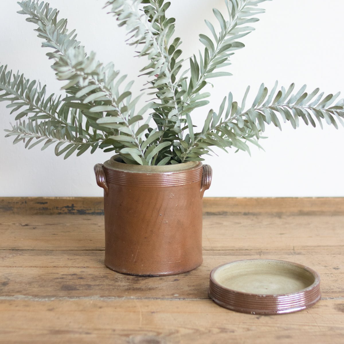 Vintage Stoneware Crock With Lid | Brown - elsie green - The French Kitchen