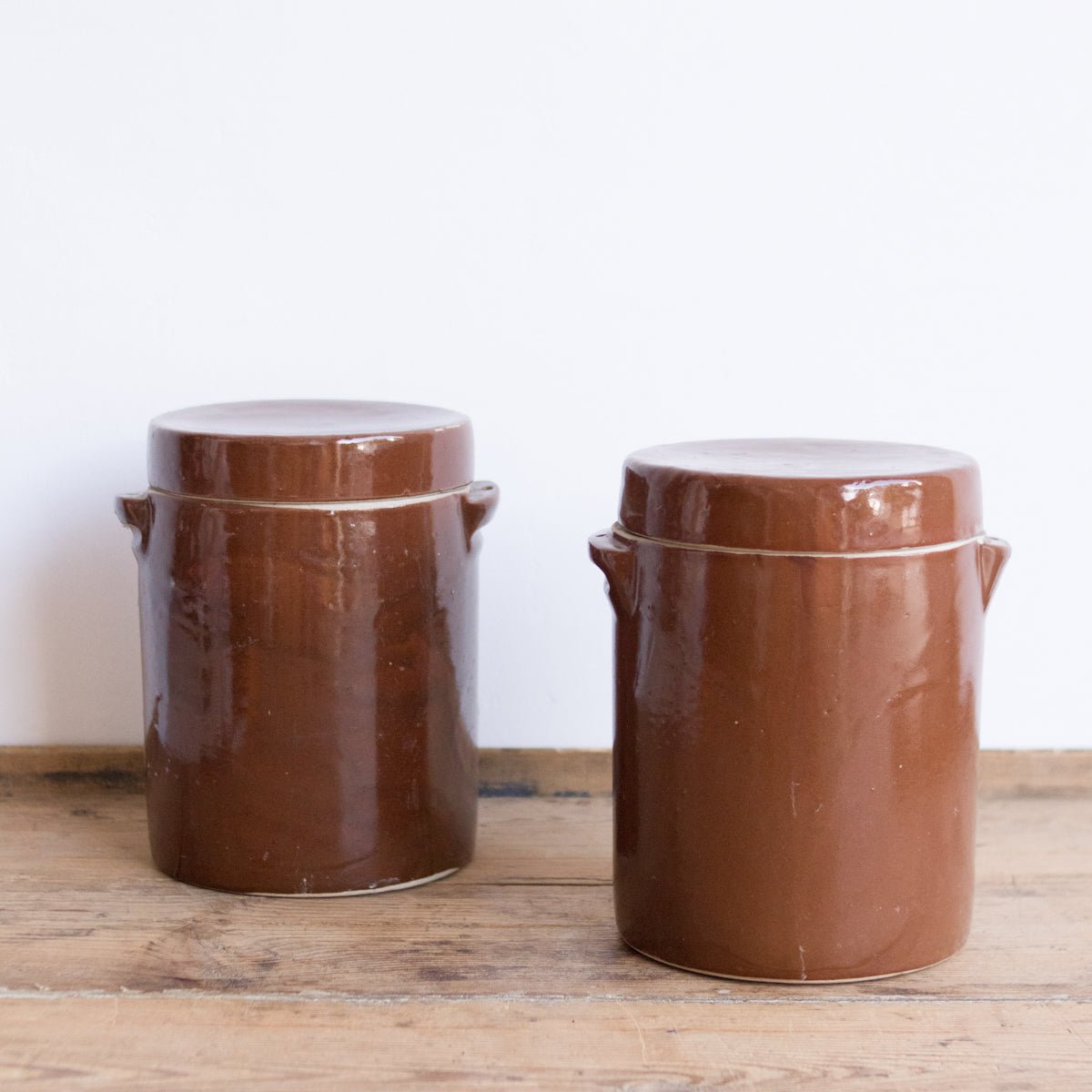Vintage Stoneware Crock With Lid | Brown - elsie green - The French Kitchen