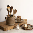 Vintage Stoneware Crock with Wood Spoons - elsie green - the french kitchen