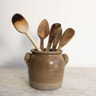 Vintage Stoneware Crock with Wood Spoons - elsie green - the french kitchen