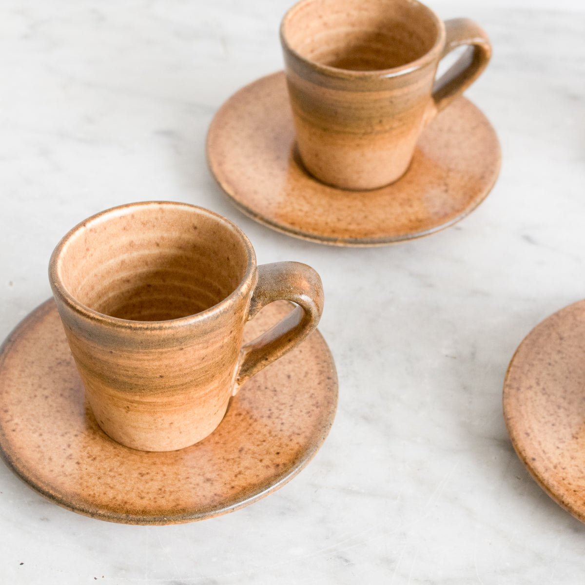 Vintage Stoneware Espresso Cup and Saucer Set of 6 - elsie green - the french kitchen