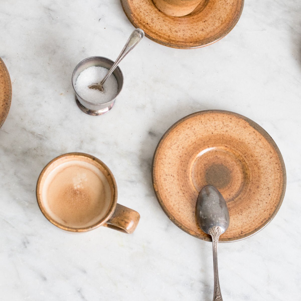 Vintage Stoneware Espresso Cup and Saucer Set of 6 - elsie green - the french kitchen
