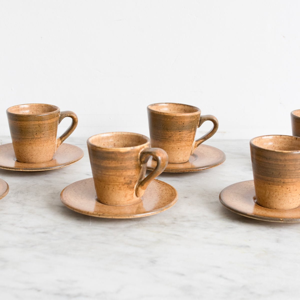 Vintage Stoneware Espresso Cup and Saucer Set of 6 - elsie green - the french kitchen