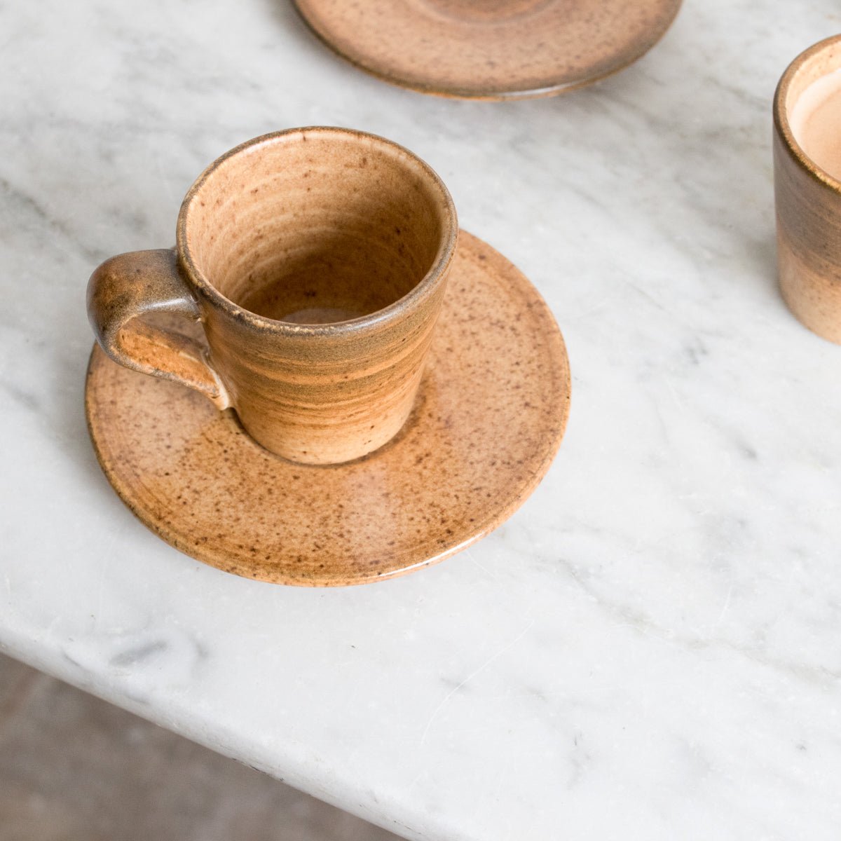 Vintage Stoneware Espresso Cup and Saucer Set of 6 - elsie green - the french kitchen