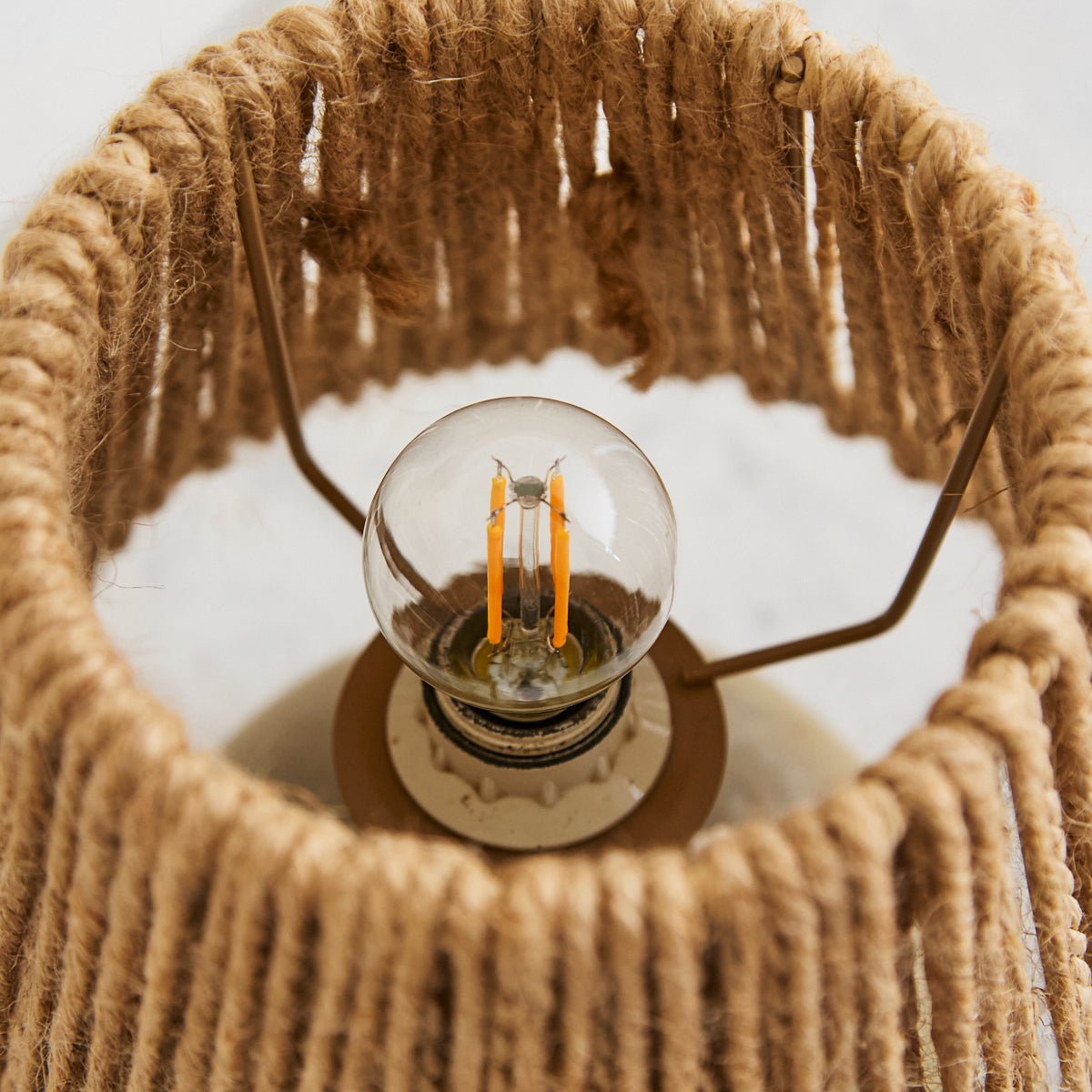 Vintage Stoneware Lamp with Hemp Shade - elsie green - decor