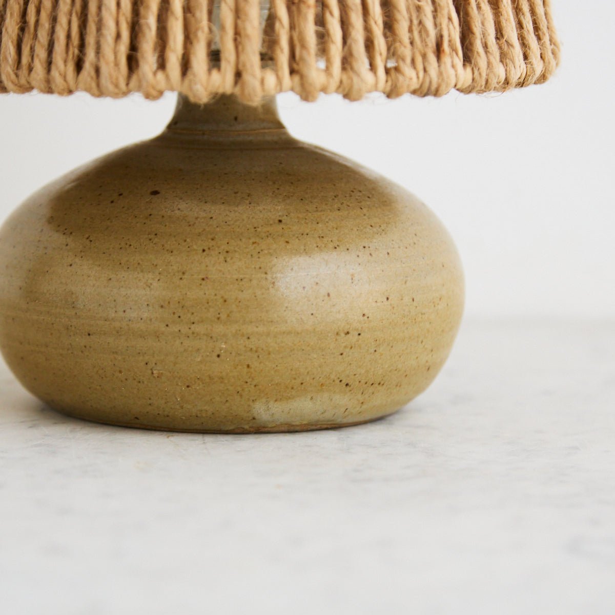 Vintage Stoneware Lamp with Hemp Shade - elsie green - decor