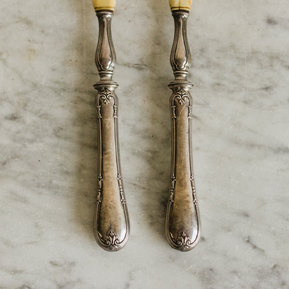 Vintage Stoneware Platter with Bone Serving Set - elsie green - The French Kitchen